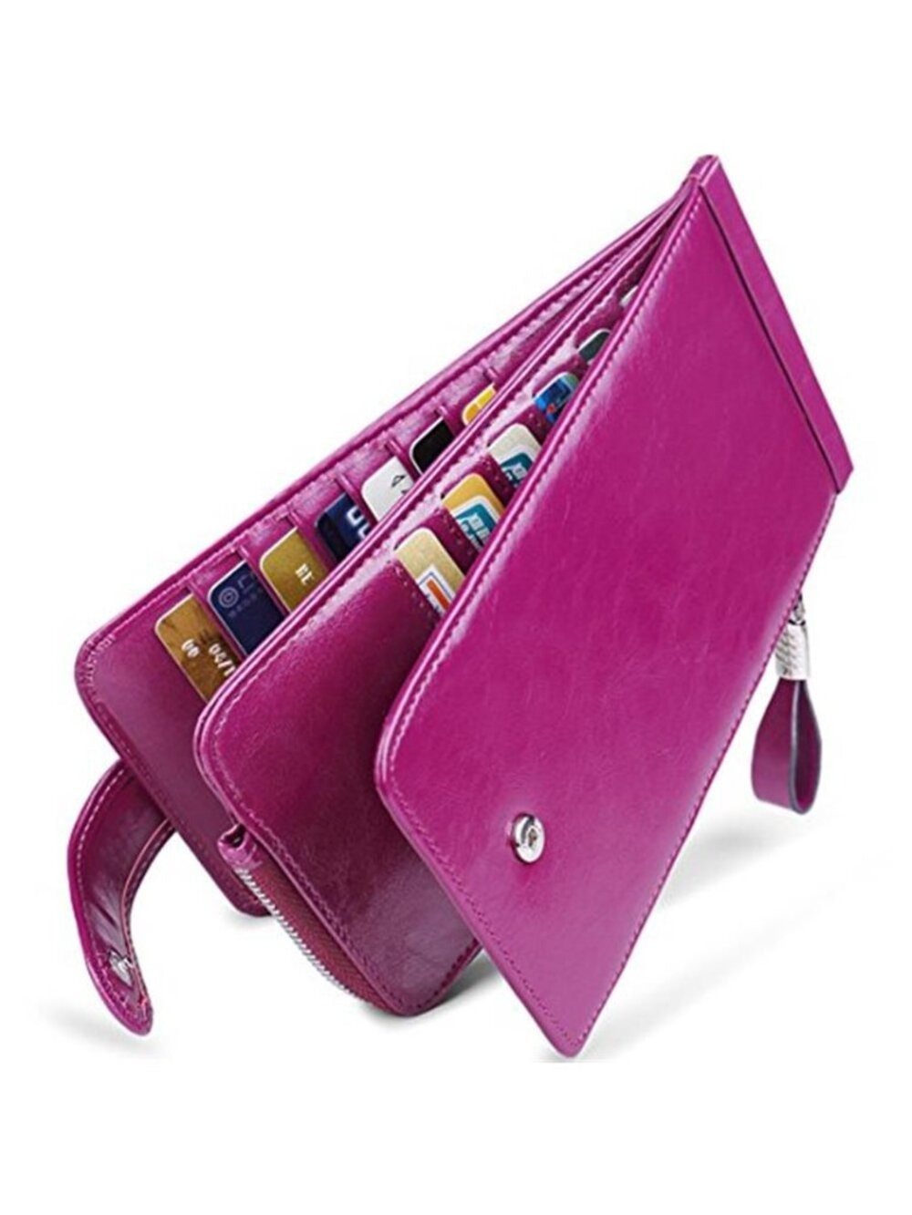 Fuchsia RFID Wallet Large Bifold Multi Card Organizer Women